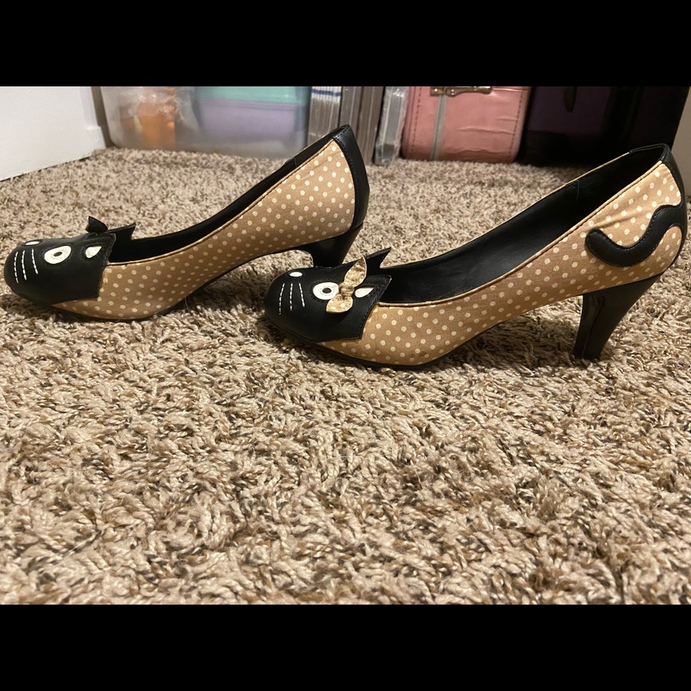Cat Face & Tail Polka Dot Heels Modcloth TUK